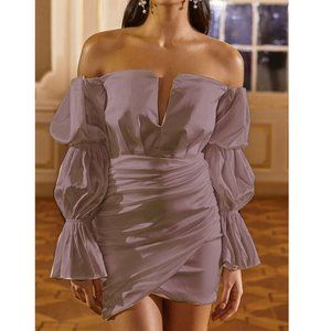 [ROS][New] Mini satin dress -S/M, Dust Blus